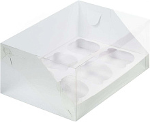 картинка Коробка для 6 капкейков с пластиковой крышкой 235*160*100 мм СЕРЕБРО от магазинаАрт-Я