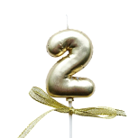 картинка Свеча для бенто "2" "Цифры-шарики" 5,5 см ЗОЛОТО от магазинаАрт-Я