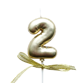 картинка Свеча для бенто "2" "Цифры-шарики" 5,5 см ЗОЛОТО от магазинаАрт-Я