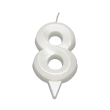 картинка Свеча в торт "Грань", цифра "8", жемчужный, 6,5 см от магазинаАрт-Я