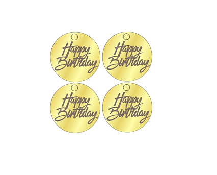 картинка Топпер торцевой "Happy Birthday",4см, золото(4шт) от магазинаАрт-Я