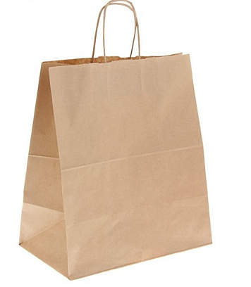 картинка Пакет крафт без печати, круглая ручка 32 х 20 х 37 см от магазинаАрт-Я