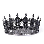 картинка Декоративная корона на торт с ЧЕРНЫМИ стразами 12*5,5см, черная от магазинаАрт-Я