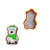 картинка Форма для вырезания печенья и трафарет Медвежонок с шарфиком, 7,3*11,5 см от магазинаАрт-Я