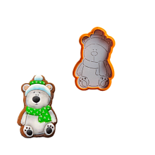 картинка Форма для вырезания печенья и трафарет Медвежонок с шарфиком, 7,3*11,5 см от магазинаАрт-Я