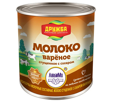 картинка Молоко сгущ. Вареное с сахаром ТМ Дружба 8,5% ж/б, 370гр  от магазинаАрт-Я