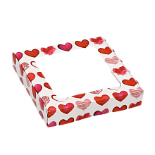 картинка Коробка 16*16*3 см самосборная "Сердечки" от магазинаАрт-Я