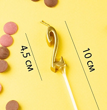 картинка Свеча для торта мини, цифра 2 (золото, 4,5 см) от магазинаАрт-Я