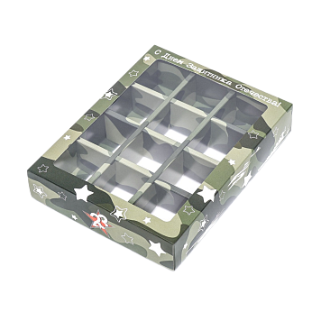 картинка Коробка №323 для 12 конфет, камуфляж, 19*15*3,6 см от магазинаАрт-Я