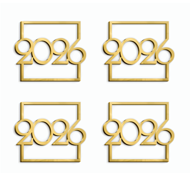 картинка Топпер квадрат 2026 №6, 5*6см, 4шт золото от магазинаАрт-Я
