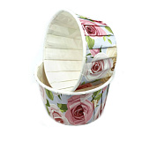 картинка Формы Маффин ГОЛУБЫЕ С КРУПНЫМИ РОЗАМИ с ламинацией, 100шт от магазинаАрт-Я