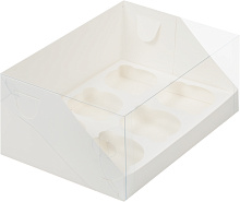 картинка Коробка для 6 капкейков с пластиковой крышкой 250*170*100 мм БЕЛАЯ от магазинаАрт-Я
