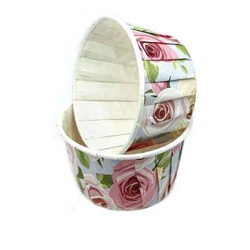 картинка Формы Маффин ГОЛУБЫЕ С КРУПНЫМИ РОЗАМИ с ламинацией, 100шт от магазинаАрт-Я