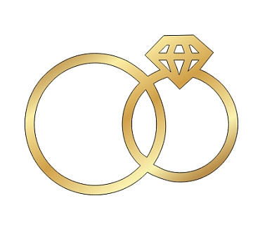 картинка Топпер  "Свадебные кольца" 8*6см, золото от магазинаАрт-Я