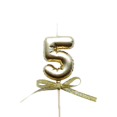 картинка Свеча для бенто "5" "Цифры-шарики" 5,5 см ЗОЛОТО от магазинаАрт-Я