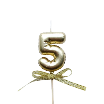 картинка Свеча для бенто "5" "Цифры-шарики" 5,5 см ЗОЛОТО от магазинаАрт-Я