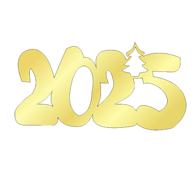 картинка Топпер торцевой "2025с ёлочкой" 6*3,8см,золото от магазинаАрт-Я