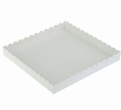картинка Коробка 21*21*3см белая с прозрачной крышкой от магазинаАрт-Я