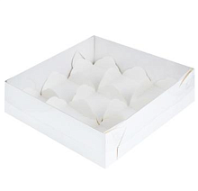 картинка Коробка для 9 моти с пластиковой крышкой 175*175*55(белая) от магазинаАрт-Я