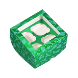 картинка Коробка №336 для 4 капкейков Новый год «Зеленые веточки» от магазинаАрт-Я