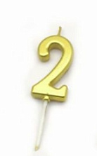картинка Свеча цифра "2" золото на палочке от магазинаАрт-Я