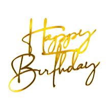 картинка Украшение - боковой топпер для торта «Нарру Birthday 12», золото от магазинаАрт-Я