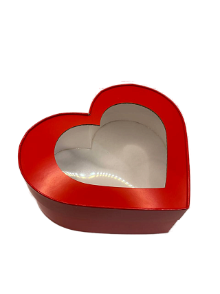 картинка Коробка под зефир, макаруны СЕРДЦЕ с окном ширина 230мм выс 70мм (КРАСНАЯ) от магазинаАрт-Я