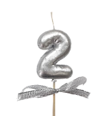 картинка Свеча для бенто "2" "Цифры-шарики" 5,5 см СЕРЕБРО от магазинаАрт-Я