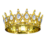 картинка Декоративная корона на торт с БЕЛЫМИ стразами 12*5,5см, золото от магазинаАрт-Я