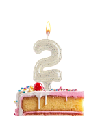 картинка Свеча «Праздник» цифра "2", жемчужный перламутр с блестками  от магазинаАрт-Я