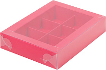 картинка Коробка для 6 конфет с пластиковой крышкой 155*115*30 мм КРАСНАЯ от магазинаАрт-Я