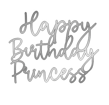 картинка Топпер "Happy birthday, princess" №16 12*9,5см, серебро от магазинаАрт-Я