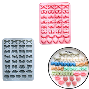 картинка Форма силиконовая «Бантики. Сердечки. Губы» 33 ячейки от магазинаАрт-Я