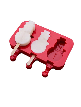 картинка Форма для мороженого Эскимо снеговики, 3 ячейки от магазинаАрт-Я