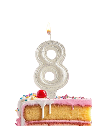 картинка Свеча «Праздник» цифра "8", жемчужный перламутр с блестками  от магазинаАрт-Я