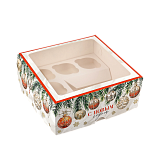 картинка Коробка для 5 капкейков и бенто-торта «С Новым годом!», Шары от магазинаАрт-Я