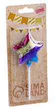 картинка Свеча в торт "С днем рождения. Звезда", 11.5 см, разноцветная от магазинаАрт-Я