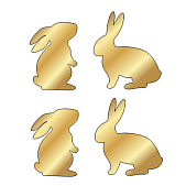 картинка Топпер  "Пасхальный кролики силуэт" 5*5,7см, 4шт золото от магазинаАрт-Я