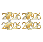 картинка Топпер  "2026 с лошадью", 6,5*2,8см, золото 4шт от магазинаАрт-Я