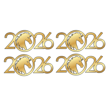 картинка Топпер  "2026 с лошадью", 6,5*2,8см, золото 4шт от магазинаАрт-Я
