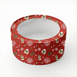 картинка Коробка под зефир,макаруны круглая с окном диам.160мм выс 70мм (Новогодняя №9)Письма от магазинаАрт-Я