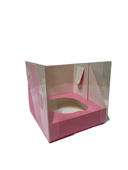 картинка Коробка для 1 капкейка с пластиковой крышкой 100*100*100 мм (РОЗОВАЯ) от магазинаАрт-Я
