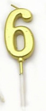 картинка Свеча цифра "6" золото на палочке от магазинаАрт-Я