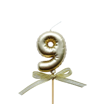 картинка Свеча для бенто "9" "Цифры-шарики" 5,5 см ЗОЛОТО от магазинаАрт-Я