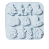 картинка Форма «Новогоднее чудо», елка, дед мороз, шапка, снеговик , 11 ячеек от магазинаАрт-Я