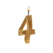 картинка Свеча в торт "Грань", цифра "4", золотой металлик от магазинаАрт-Я