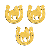 картинка Топпер подкова с лошадью 2026 №7, 6*6,3см, 3шт золото от магазинаАрт-Я