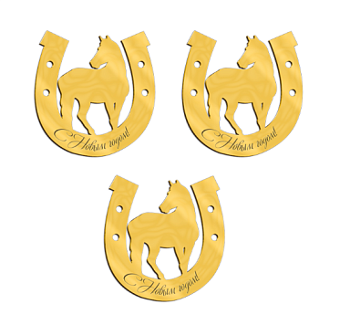 картинка Топпер подкова с лошадью 2026 №7, 6*6,3см, 3шт золото от магазинаАрт-Я