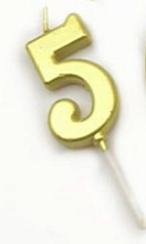 картинка Свеча цифра "5" золото на палочке от магазинаАрт-Я