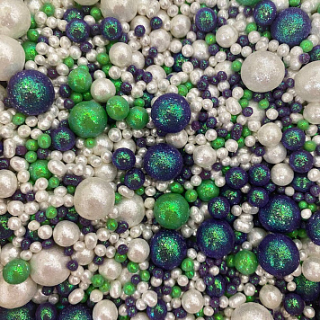 картинка Драже Блеск №858, (Зеленое золото, белоснежный, аметистовый), 50гр от магазинаАрт-Я